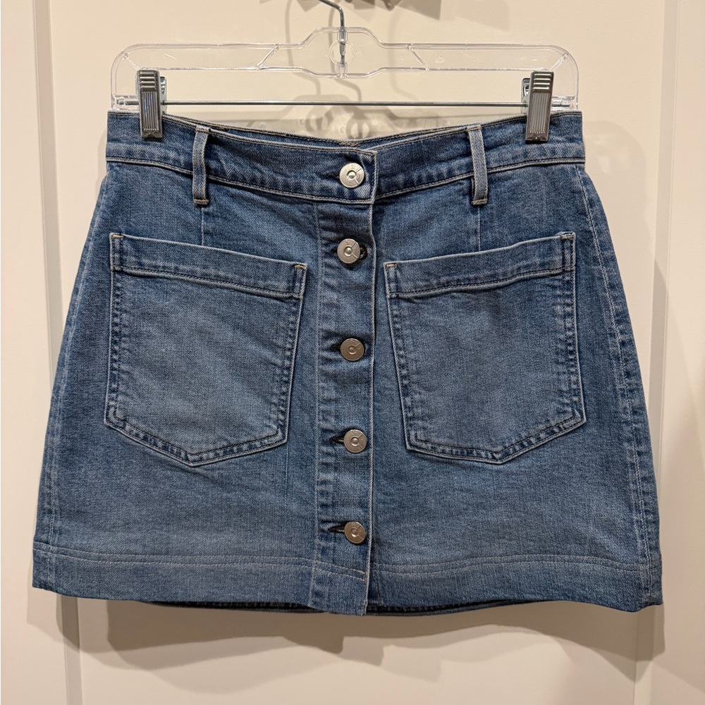 3x1 Blue Button-Front Denim Mini Skirt